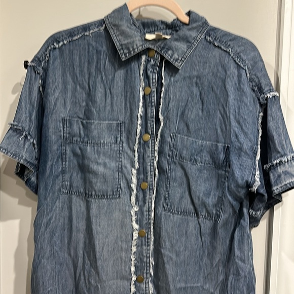 Easel medium distressed denim dress. - Picture 2 of 6